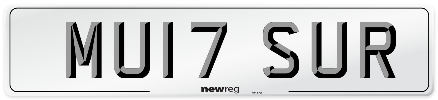 MU17 SUR Number Plate from New Reg
